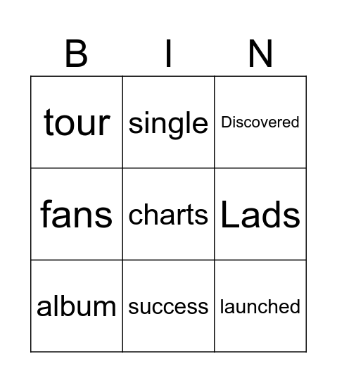 Vocabulary Bingo Card