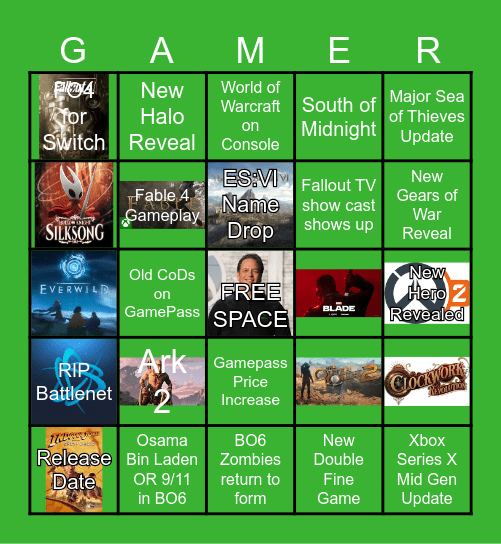 2024 Xbox Showcase Bingo Card