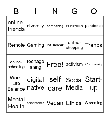 Our Generation Z Bingo Card
