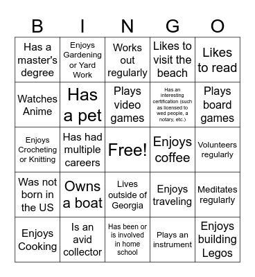 Maura's All Hands Bingo Card