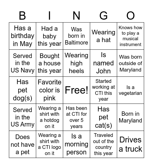 Find the Guest Bingo Card