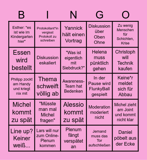 Kunstfreiheit Plenum Bingo Card