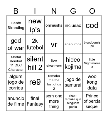 Summer game fast Bingo Card