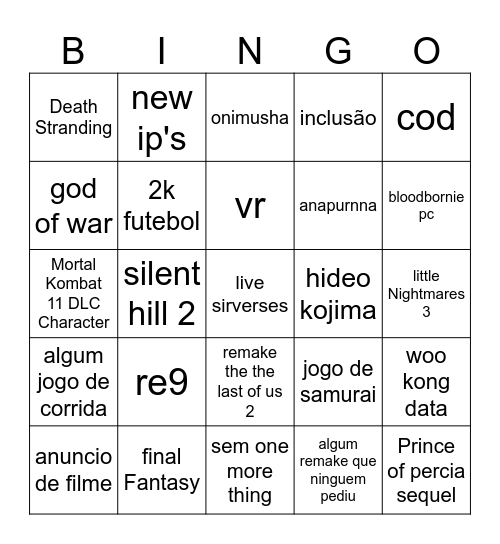 Summer game fast Bingo Card