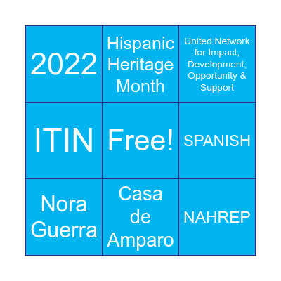 UNIDOS Bingo Card