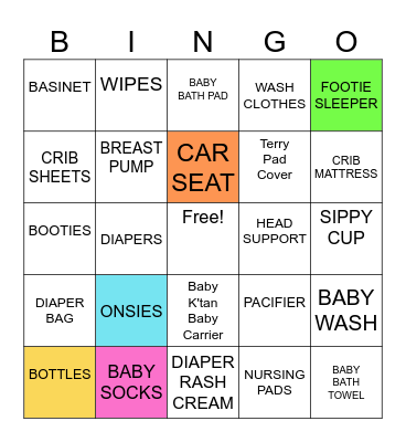 BABY SHOWER Bingo Card