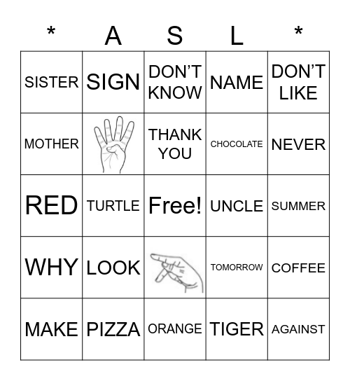 ASL Review Bingo Card