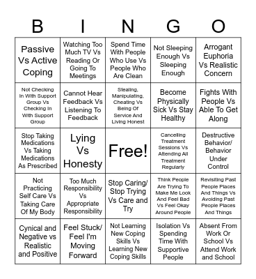 Seeking Safety Red And Green Flags Bingo Card