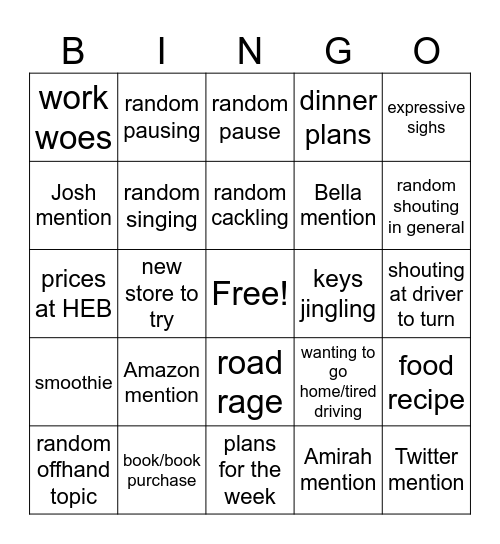 Jordan Bingo Card