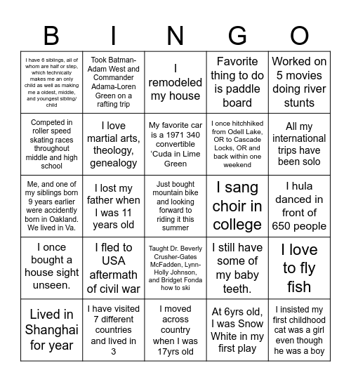 Bend WSO BINGO Card