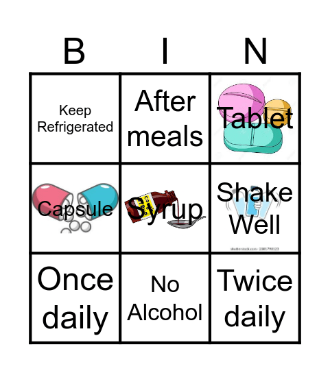 Pharmacy Bingo Card