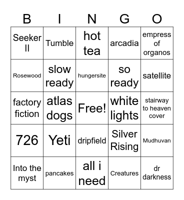 Goose Summer Tour Bingo Card