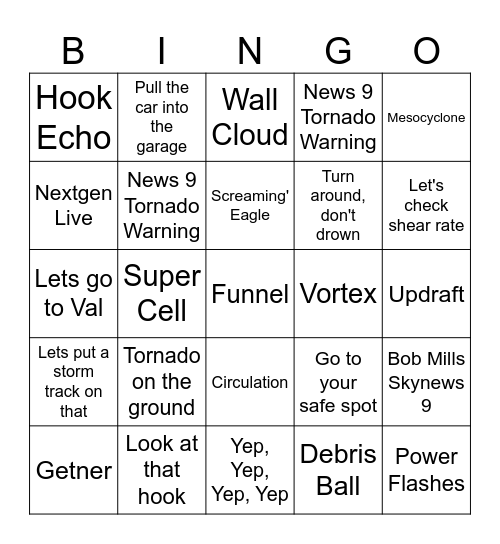 David Payne Bingo Card