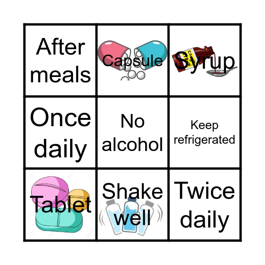 Pharmacy Bingo Card