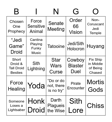 The Acolyte Bingo Card