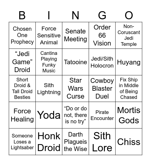 The Acolyte Bingo Card