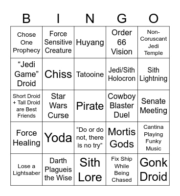 The Acolyte Bingo Card