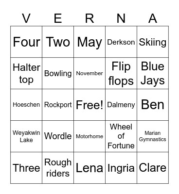 Verna Bingo Card