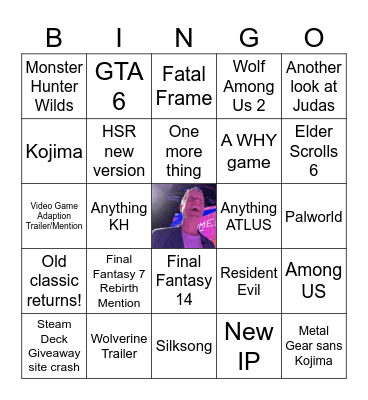 Summer Game Fest 2024 Bingo Card