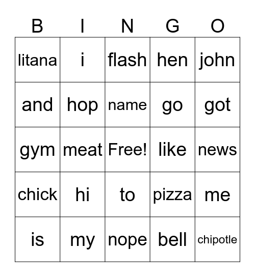 testing Bingo Card