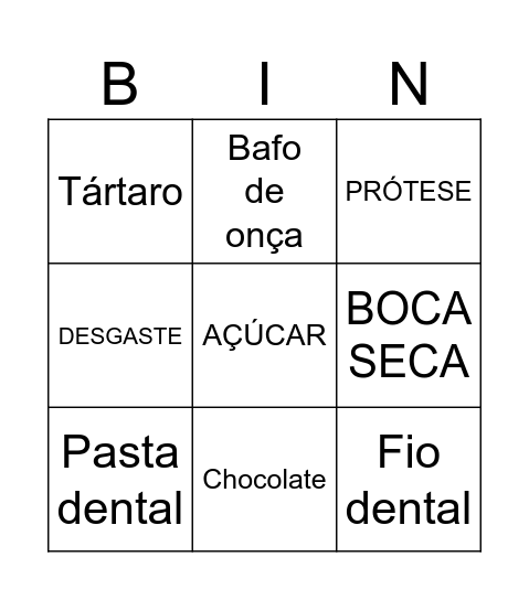 SAÚDE BUCAL Bingo Card