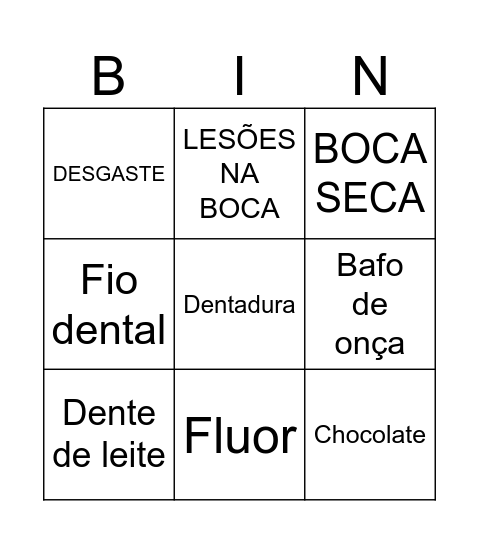 SAÚDE BUCAL Bingo Card