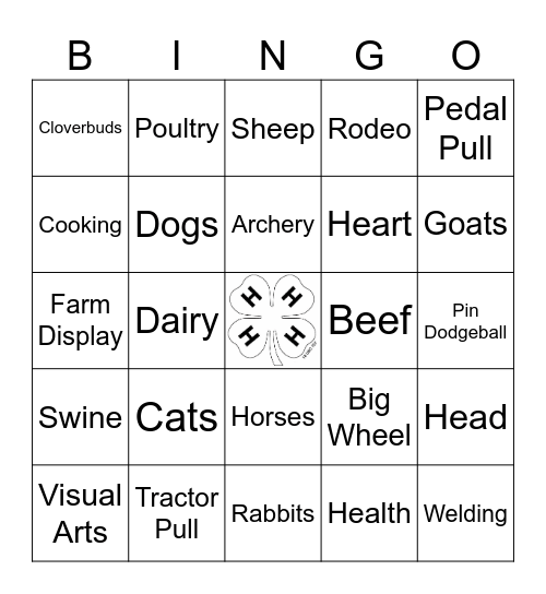 4-H Bingo Card