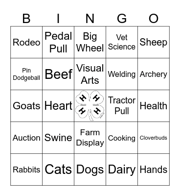 4-H Bingo Card