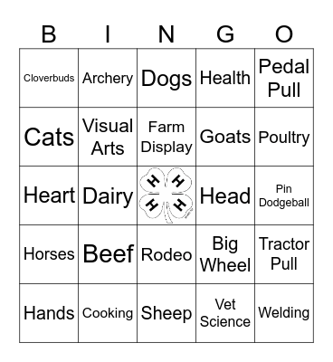 4-H Bingo Card