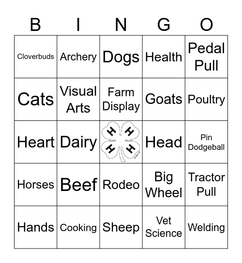 4-H Bingo Card