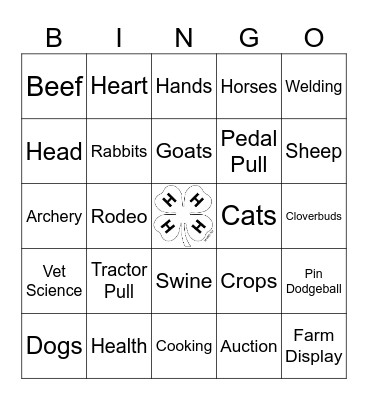 4-H Bingo Card