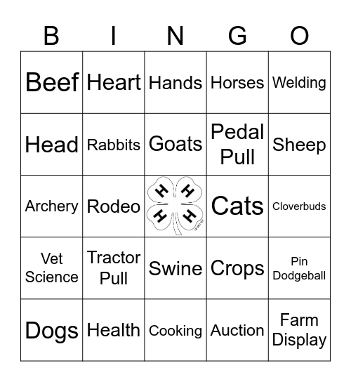 4-H Bingo Card