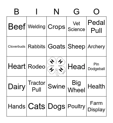 4-H Bingo Card