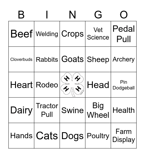 4-H Bingo Card