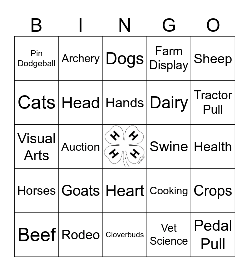 4-H Bingo Card