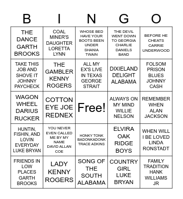 COUNTRY CLASSIC Bingo Card