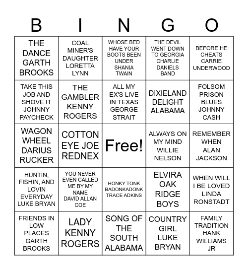 COUNTRY CLASSIC Bingo Card