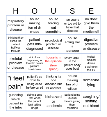 house md bingo v2 Bingo Card