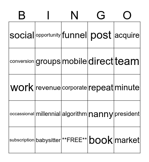 UrbanSitter Fundraising Bingo Card