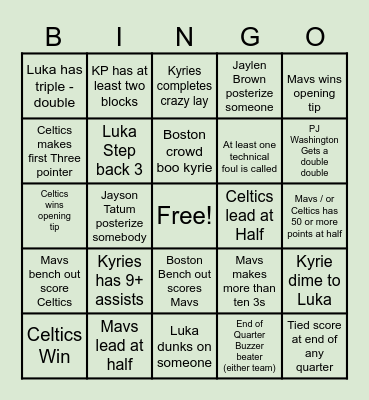 NBA FINALS 2024 Bingo Card