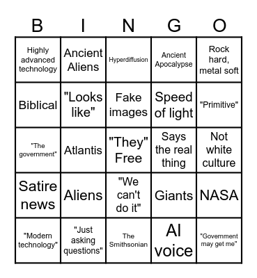 Conspiracy Theory Bingo Card