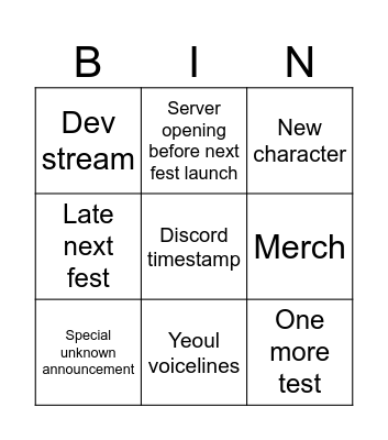 Asurajang Bingo Card