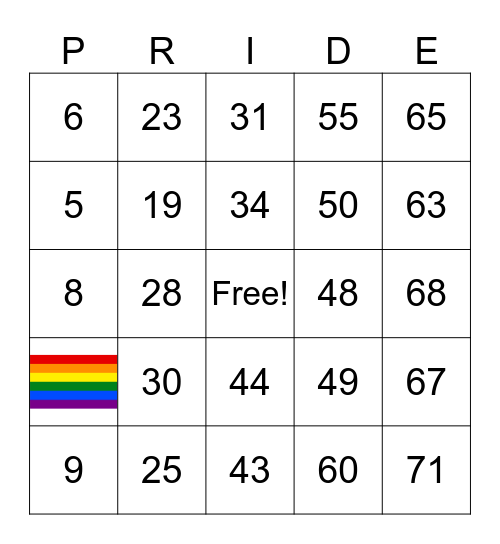 Pride Bingo Card