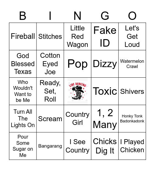 Line Dancing Bingo Card