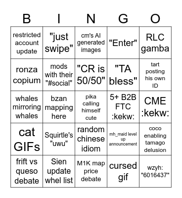 5 June 2024 BINGU Bingo Card