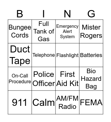 Disaster Drill Bingo  Bingo Card