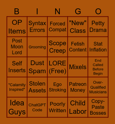 tModlet Bingo Card