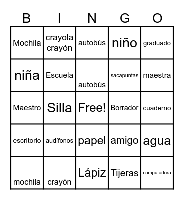 Escuela Loteria Bingo Card