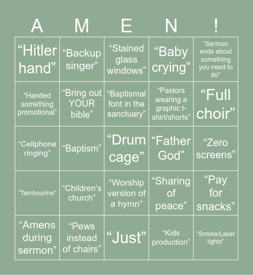 THE HOLY BINGO Card