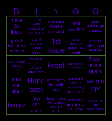 24-25 Marching Band Bingo Card